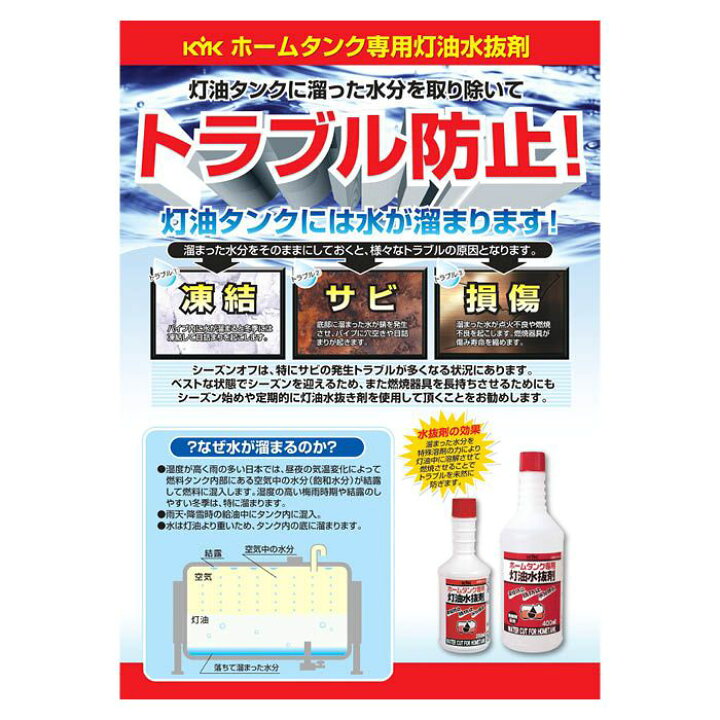楽天市場 エントリーでポイント10倍 Kyk タンク用灯油水抜き剤0ml 62 021 21 8 4 時 8 11 1時59分 ホームプラザナフコ楽天市場店