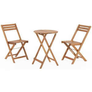 タカショー 木製ラウンドテーブル&チェアー3点セット MWF-44S