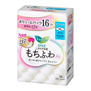 花王 ロリエ しあわせ素肌 もちふわfit 特別心配な昼用羽つき 16個 昼用羽つき30cm 生理用ナプキン ボリュームパック(通常の1.7倍)