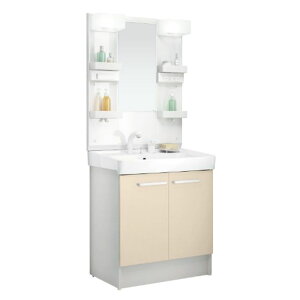 LIXIL D7シリーズ 洗面化粧台セット 1面鏡 間口750mm 洗髪シャワー水栓 ライトベージュ MD7X4-751YFJ+D7N6-755SY-W/HV2W