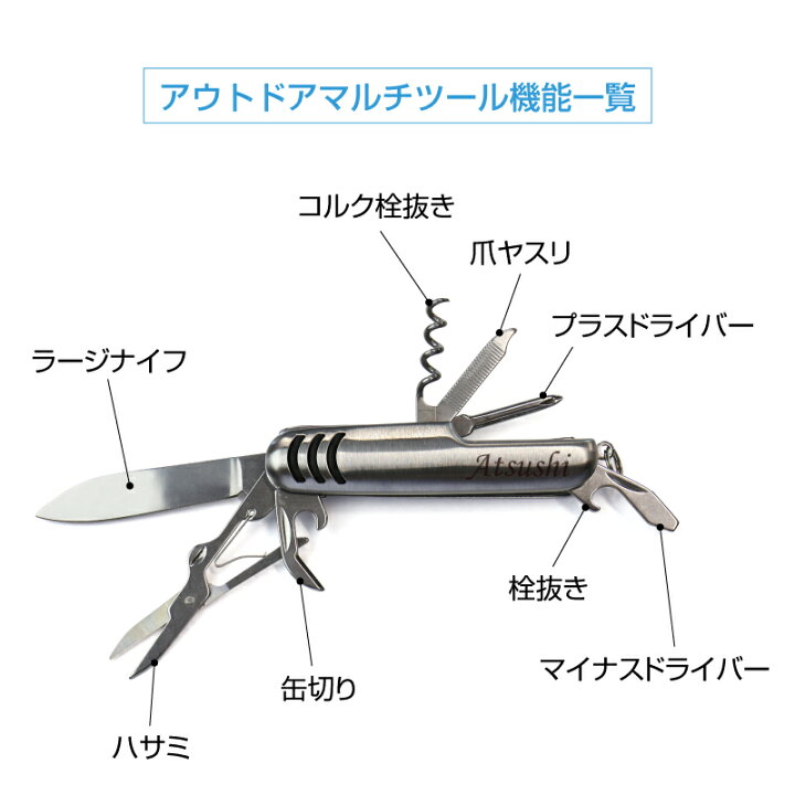 楽天市場 マルチツール 名入れ プレゼント キャンプ用品 アウトドアマルチツール ギフト 多機能ツール 万能 名前入り おしゃれ ランキング 人気 キャンプ レジャー 防災 ナイフ アウトドア ステンレス 誕生日 お祝い 翌々営業日出荷 名入れプレゼント 名札工房
