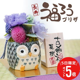 ＼3月5日限定ポイント10倍／ 古希 お祝い 喜寿祝い 卒寿 傘寿 祝い 母 ふくろう 花 プリザーブドフラワー 名入れ 【 長寿 ふくろう プリザ 】誕生日プレゼント 70代 女性 母親 父親 フラワー 80代 置物 フクロウ 梟 古希祝い 70歳 喜寿 祝い 77歳 紫 還暦祝い 60歳 送料無料