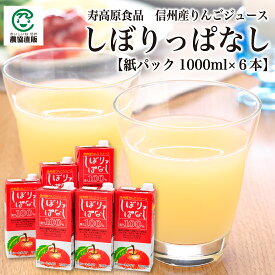 【ストレートジュース】寿高原食品 信州産りんごジュース しぼりっぱなし 紙パック【1000ml×6本】
