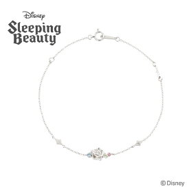 【-3/15迄!!ノベルティプレゼント!!】ディズニー ブレスレット オーロラ姫 眠れる森の美女 プリンセス バラ お花 10金 ホワイトゴールド ダイヤモンド ペリドット ブルートパーズ ピンクトルマリン ギフト 誕生日 クリスマス（OBLDS20020）