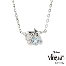 ディズニー ペンダント ネックレス リトル・マーメイド プリンセス アリエル 10金 ホワイトゴールド 3月 アクアマリン ダイヤモンド 貝殻 海 opcds20269 クリスマス