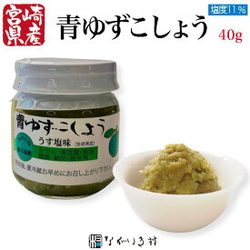 【宮崎産】青ゆずこしょう（塩度11%） 40g 無添加 無着色 手作り 国産原料 ご飯のおとも 和食 マクロビ 自然食品 化学調味料不使用 昔ながら 柚子胡椒 ゆずこしょう ゆず胡椒 柚子こしょう 青唐辛子 唐辛子 青柚子 青ゆず 調味料 調味料 おまとめ割引 5%オフ お得