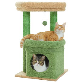 キャットタワー 小型 据え置き型 猫タワー ミニ サボテン 花 猫ハウス 爪とぎポール 台座 クッション 取り外し可能 頑丈 安全 おしゃれ シニア 子猫 仔猫 猫用 省スペース コンパクト ねこ 上りやすい 安定性抜群 麻紐 高さ68cm