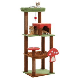 キャットタワー 猫タワー 大型猫 スリム 広いハンモック 爪とぎ おしゃれ 据え置きタイプ 遊び場 多頭飼い 運動不足解消 天然サイザル麻紐 登り降りしやすい 猫ハウス 省スペース 猫ランド 高さ143cm