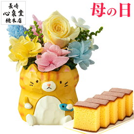 【4/26お値段上がります】 母の日 早割 プレゼント [ 花 プリザーブドフラワー ギフト お菓子 ギフト 食べ物 スイーツ プリザ カステラ 和菓子 ふくろう ねこ 犬 パンダ 長崎心泉堂 ランキング ] 選べる 動物プリザ スイーツ セット MDQ4