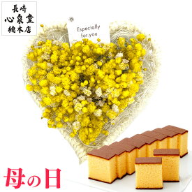 母の日 早割 プレゼント 花 [ ギフト スイーツ セット 和菓子 お菓子 誕生日プレゼント プリザーブドフラワー 送料無料 カステラ ギフト お祝い お誕生日 母 義母 お母さん ランキング 長崎心泉堂 ] カスミソウと長崎カステラ MDVK