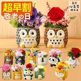敬老の日 プレゼント [ 早割 花 プリザーブドフラワー ギフト カステラ ようかん お菓子 ギフト 食べ物 スイーツ プリザ カステラ 和菓子 長崎心泉堂 ランキング ] 選べる 動物プリザ スイーツ セット KR1H