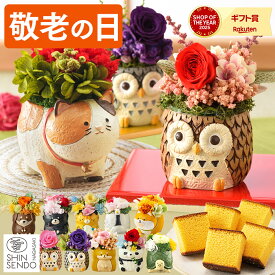 敬老の日 花 [ まだ間に合う プリザーブドフラワー ギフト プレゼント カステラ お菓子 和菓子 ギフト メッセージカード 食べ物 スイーツ プリザ 50代 60代 70代 80代 90代 長崎心泉堂 ランキング 2026 ] 選べる 動物プリザ スイーツ セット KRAF