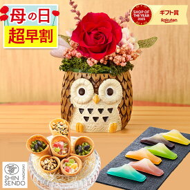 母の日 花 お菓子 プレゼント [ 早割 ギフト プリザーブドフラワー お菓子 食べ物 スイーツ プリザ ようかん 和菓子 洋菓子 ふくろう 長崎心泉堂 ランキング ] 動物プリザ スイーツ セット MD8D