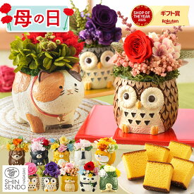 母の日 プレゼント [ 花 プリザーブドフラワー ギフト カステラ お菓子 ギフト 食べ物 スイーツ プリザ カステラ 和菓子 長崎心泉堂 ランキング ] 選べる 動物プリザ スイーツ セット MDPE