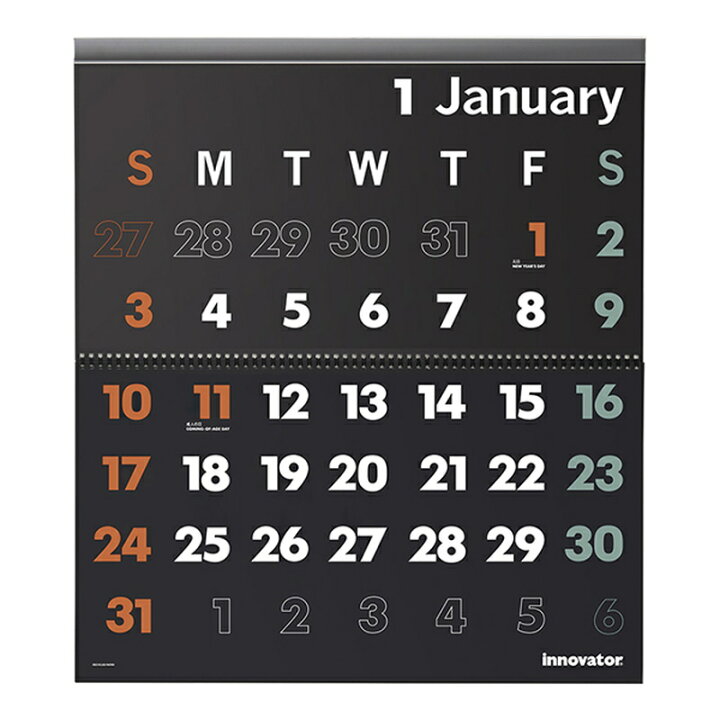 楽天市場 イノベーター 21年カレンダー 壁掛けカレンダー Lサイズ 黒 W53 H60cm Innovator R3 令和3年 壁掛 ブラック シンプル おしゃれ 見やすい ナガサワ文具センター