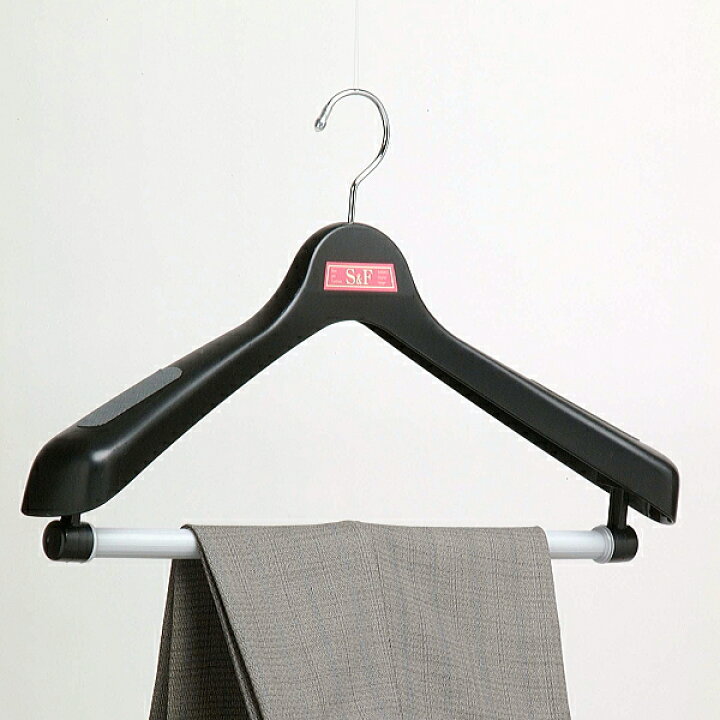 プラスチック ハンガー スーツ ジャケット メンズ プラスチック SF ジャケット回転式ハンガー45cm ブラック 3本セット HANGER hfjdl ハンガーのながしお ハンガー通販 ハンガー スーツ ジャケット コート プラスチック バー付き Mサイズ ブラック 4本セット 型崩れ防止 プロ仕様 スラックス メンズ No,880 名入れ可 プラスチックハンガー 幅41cm 肩厚6.5cm 高さ26.5cm 女性 婦人