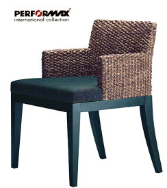 高品質 ウォーターヒヤシンス ダイニングチェア 食卓 椅子 イス クッション張り アジアン チェア リゾート バリ 肘掛け付き 高級 アジアン家具 ナチュラル モダン PERFORMAX （受注生産品）