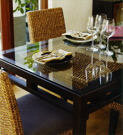 ダイニングテーブル 4人 〜 6人用 高品質 ウォーターヒヤシンス 食卓 センター テーブル ダイニングセット 長方形 アジアン リゾート バリ 高級 アジアン家具 ナチュラル モダン PERFORMAX （ガラス天板・受注生産品）