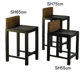 キッチン カウンターチェア 高品質 ウォーターヒヤシンス バースツール SH75cm レザー 本革張り ダイニング チェア イス 椅子 アジアン リゾート バリ 高級 アジアン家具 ナチュラル モダン PERFORMAX （受注生産品）