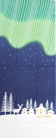 にじゆら てぬぐい オーロラが美しい夜 - Finland - 緑 メール便 冬 オーロラ フィンランド 北欧 クリスマス Xmas 注染 手ぬぐい 手拭 伝統 和雑貨 タペストリー yw
