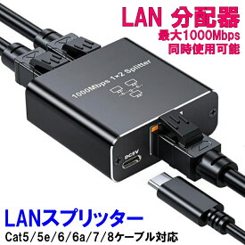 LAN 分配器 2台同時使用 1000Mbps 1Gbps lan分配器 2分配 二股 同時使用 1入力2出力 LANスプリッター LANケーブル 分配器 分岐 中継アダプター