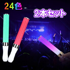 LED ペンライト 2本入り 24色 ライブ コンサート 高輝度 ライブスティック 単4 電池 お祭り イベント カラオケ パーティー 応援 サイリウム