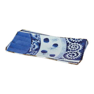 有田焼 染付 四君子 タコ 唐草 紙 敷 長角 皿 28cm 長皿 長手 長手皿 刺身 寿司 焼物 天ぷら 揚物 盛皿 青 ブルー 紺 ネイビー 白 ホワイト 日本製 国産 おしゃれ ギフト プレゼント 贈り物 母の