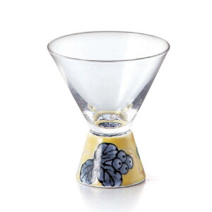 有田焼 アズテック 古伊万里 風 葡萄 SAKE GLASS 正角 六角 台形 7.1cm 90ml 酒器 グラス 盃 ぐい呑 酒 日本酒 冷酒 冷や お酒 白 ホワイト 黄 イエロー 透明 クリア ガラス 日本製 国産 おしゃれ 贈り