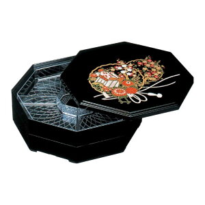 【 重箱 】 樹脂 重 八角 オードブル 鳳凰 二羽 鶴 朱 花御所車 黒 8寸 22.5cm 9寸 26.8cm 尺0寸 29.9cm 尺1寸 32.8cm 蓋 親 仕切 1段 2段 一段 二段 おせち お節料理 お弁当 日本製 国産 おしゃれ こだわり