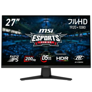 MSI �Q�[�~���O���j�^�[ MAG 274F 27�C���`/�t��HD/RAPID IPS�p�l��/200Hz/0.5ms(GTG�A�ŏ��l)/HDMI 2.0b/DP1.2a/Adaptive-Sync/HDR/AI�r�W����/���[�J�[3�N�ۏ�