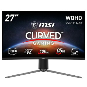 MSI �Q�[�~���O���j�^�[ MAG 27CQ6PF 27�C���`/�p��/WQHD/RAPID VA/180Hz/0.5ms(GTG)/AMD FreeSync/HDR/HDMI 2.0b/DP1.4/�`���g�E��������/���[�J�[3�N�ۏ�