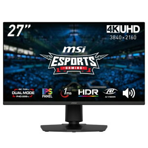 MSI �Q�[�~���O���j�^�[ MAG 275UPD E14 27�C���`/4K/IPS�p�l��/144Hz(�t��HD�ݒ莞:288Hz)/1ms(MPRT)/HDR/�X�s�[�J�[/�f���A�����[�h/HDMI2.1/DP 1.4a/�c����]�E��������/�s�{�b�g/VESA100/���[�J�[3�N�ۏ�