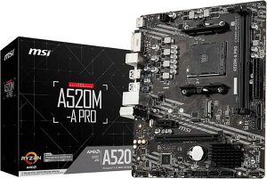 MSI �}�U�[�{�[�hA520M-A PRO Ryzen 5000�V���[�Y (AM4)�Ή����S�Ҍ����A����R�X�p�l�C���f�� Micro ATX [AMD A520����] MB5136