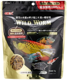 ジェックス GEX ワイルドワーム アメリカミズアブ幼虫100% 昆虫原料フード 大型魚 熱帯魚 金魚 コイ 水亀70g
