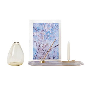 ミニ 仏具セット 「クリア系仏具セットA」 全4色 クリア インディゴブルー バイオレット タン おしゃれ モダン ミニ仏具 ミニ仏壇 三具足 5点セット 花立 香立 香皿 プレート 火立 写真立て sg