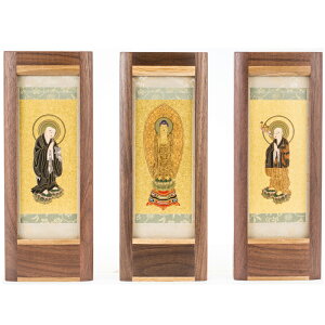 【マラソン限定|10%クーポン配布中】【掛け軸】【掛軸】【ご本尊】浄土宗 3幅 法然上人 阿弥陀如来 善導大師 オリジナルスタンド掛け軸 大 【国産】【西陣】 手作り 仏壇 モダン