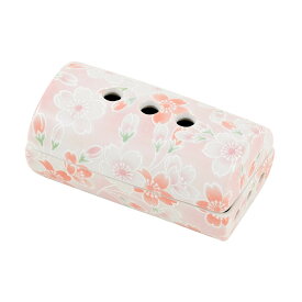 寝かせる香炉 線香皿「筒型香彩器 美濃焼」 小 幅9.1cm 全6種 線香 横置き 芳輪対応 さくら 紫鉄仙 桜ころもピンク 彩さしこブルー 彩さしこ三色 もみじ カーボンフェルト 香立て