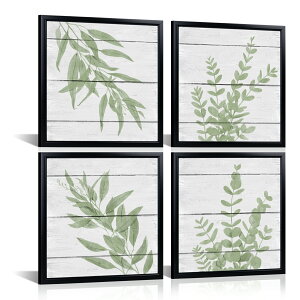【4枚セット】ポスターフレーム アートフレーム キャンバス ポスター 30×30cm インテリア 絵 絵画 壁掛け 絵 フレーム 額縁 ポスター 壁掛け 壁飾り おしゃれ アートパネル 葉 緑 植物モチーフ