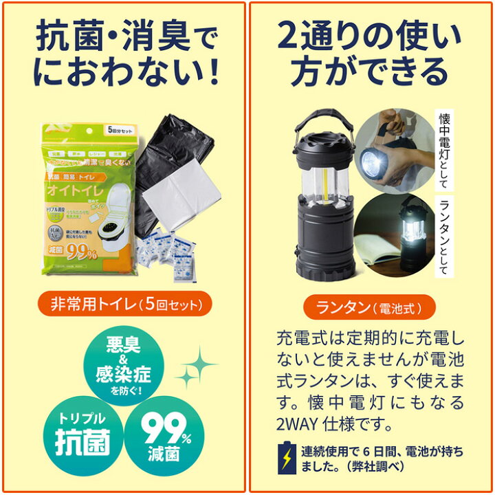 楽天市場】防災セット 一人用 トイレ 水 食品 懐中電灯 ランタン 袋 中身 50点 防災 リュック 防災リュック 防災グッズ 防災用品 地震 地震対策  災害 災害対策 洪水 大雨 対策 震災 スマホ充電 ※ 中身だけ カート 子ども 子供用 2人用 3人用 はしご