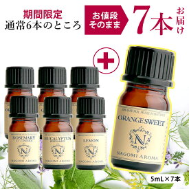【今だけ1本増量中】アロマ エッセンシャルオイル 選べる 精油 各5ml×6本 セット 【送料無料】 アロマオイル ラベンダー オレンジ ユーカリ グレープフルーツ ハッカ AEAJ認定 天然 ティートゥリー アロマストーン アロマディフューザー s1