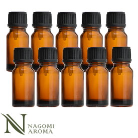遮光ビン 10ml（アンバー） 10本セット黒キャップ＆ヴァーティカルドロッパー 【 遮光瓶 アロマ ドロッパー付 ガラス瓶 容器 薬瓶 調合 保存 アロマオイル エッセンシャルオイル 精油 キャリアオイル フレグランスオイル 】