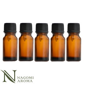 遮光ビン 10ml（アンバー） 5本セット 黒キャップ＆ヴァーティカルドロッパー 【 遮光瓶 アロマ ドロッパー付 ガラス瓶 容器 薬瓶 調合 保存 アロマオイル エッセンシャルオイル 精油 キャリアオイル フレグランスオイル 香水 】