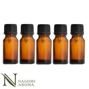 遮光ビン 10ml(アンバー) 5本セット 黒キャップ&ヴァーティカルドロッパー 【 遮光瓶 アロマ ドロッパー付 ガラス瓶 容器 薬瓶 調合 保存 アロマオイル エッセンシャルオイル 精油 キャリ