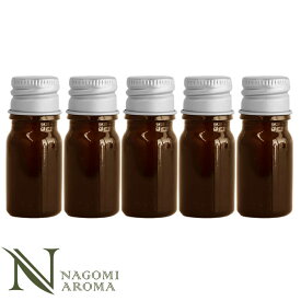 遮光ビン 10ml（アンバー） 5本セット シルバーキャップ　ヴァーティカルドロッパー 【 遮光瓶 アロマ ドロッパー付 ガラス瓶 容器 薬瓶 調合 保存 アロマオイル エッセンシャルオイル 精油 キャリアオイル 】