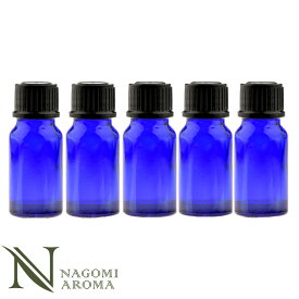 遮光ビン 10ml（ブルー） 5本セット 黒キャップ＆ヴァーティカルドロッパー 【 遮光瓶 ガラス瓶 薬瓶 調合　保存 アロマオイル エッセンシャルオイル 精油 キャリアオイル 香水 手作り コスメ ハンドメイド 蓋付 コバルト 】