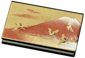 【マラソン本日ポイント5倍＋まとめ割5～15％OFF】山中漆器 カードケース 紅富士（退職祝 高級 工芸品 石川県 外国人 海外出張 土産 日本製 ギフト 海外発送可 プレゼント 和雑貨 お祝 記念 誕生日 引き出物 景品）