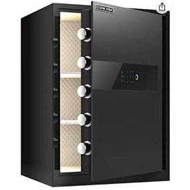 電子金庫 タッチパネル 54L 60cm 黒 白 2色 指紋認証 アラーム機能付き 壁付け対応