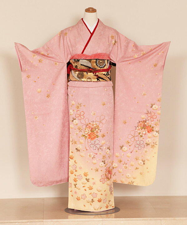楽天市場】〔成人式 振袖〕桜絞り柄金刺繍花心振袖レンタル010454美  