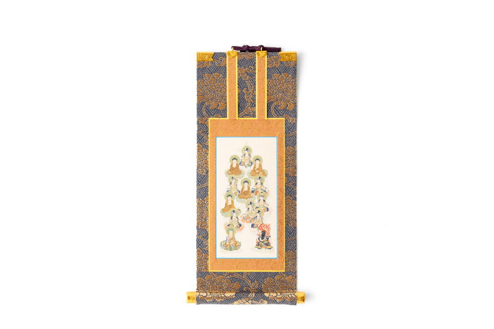 掛け軸 十三佛 華堂 謹画 絹本 紫金 希少 仏事 法要 軸装 掛軸 美品 