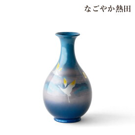 仏間 花瓶 ツル首 双鶴 8号 陶器 上品 25センチ モダン 花器 客間 仏事 法事 お供え 国産 仏壇 仏具